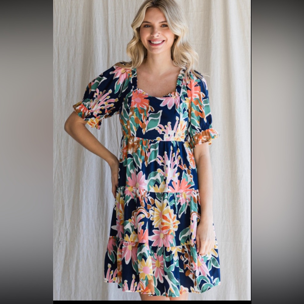 Navy Floral Dress